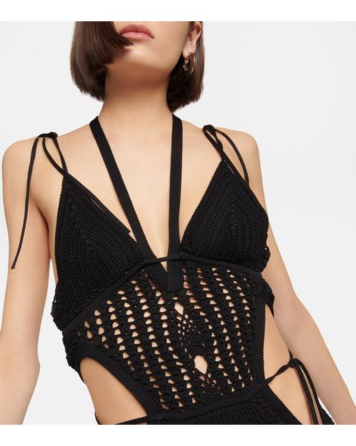 Dion Lee Black Crochet Halterneck Midi Dress