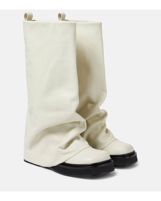 The Attico White Robin Leather Knee-high Combat Boots