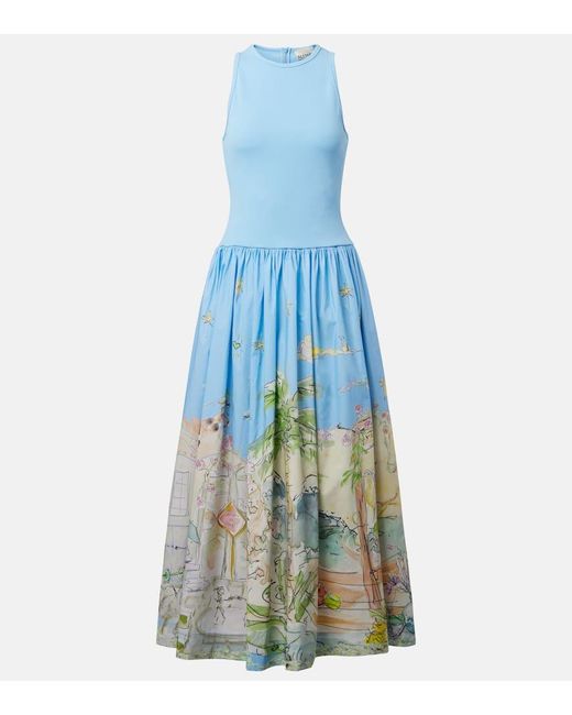 Robe Midi Anouk Imprimee En Coton ALÉMAIS en coloris Blue