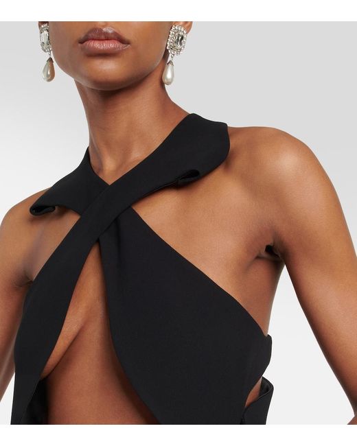 Maticevski Black Cross Leaf Halterneck Cutout Top