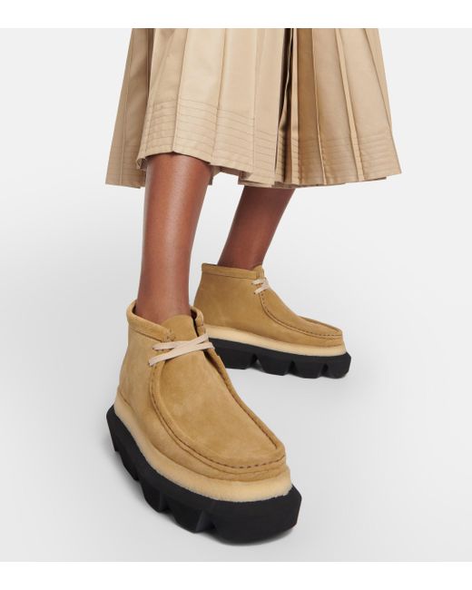 Sacai Clarks Hybrid Wallabee Suede Boots in Brown | Lyst Canada