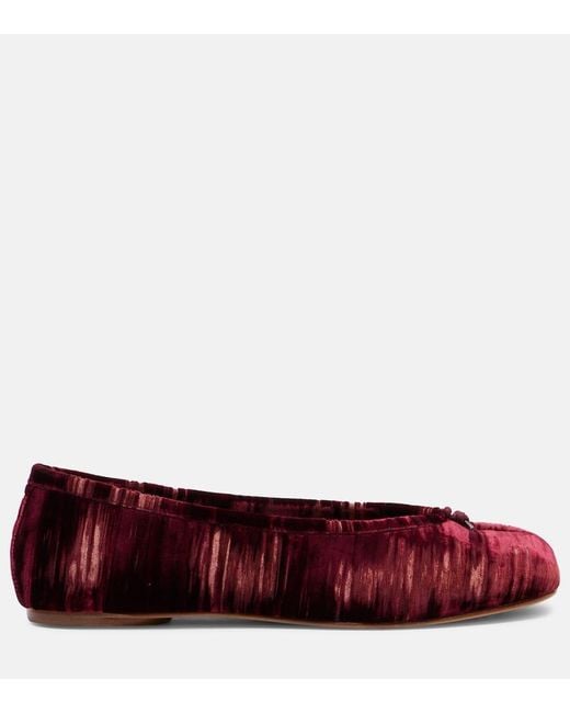 Maison Margiela Red Tabi Velvet Ballet Flats