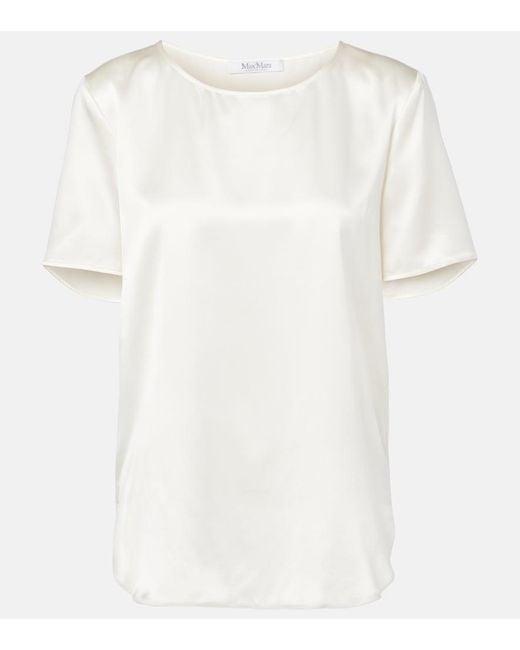 Max Mara White Dida Silk Satin T-Shirt