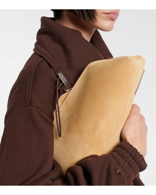 The Attico Natural 8.30 Pm Oversized Suede Clutch