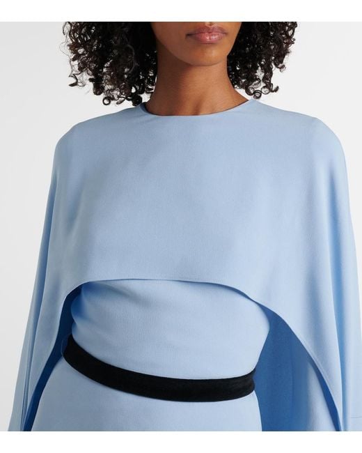 Markarian Blue Natasha Satin Cape Gown