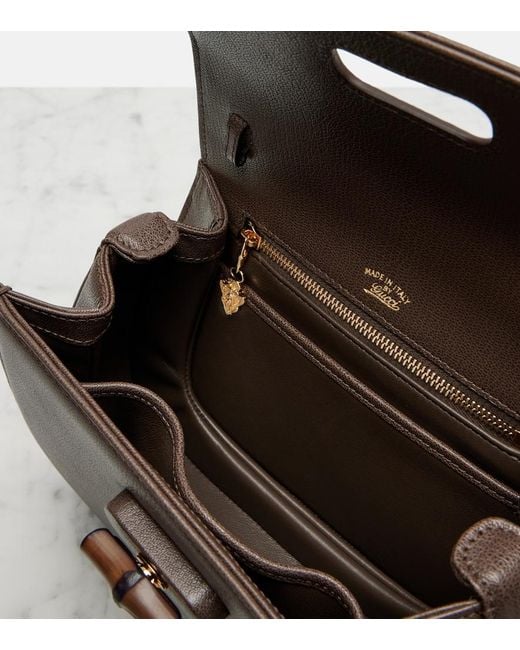 Gucci Brown Bamboo 1947 Small Leather Top-Handle Bag