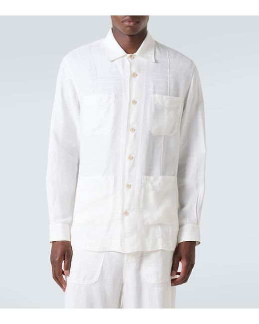 Brunello Cucinelli White Linen Shirt for men