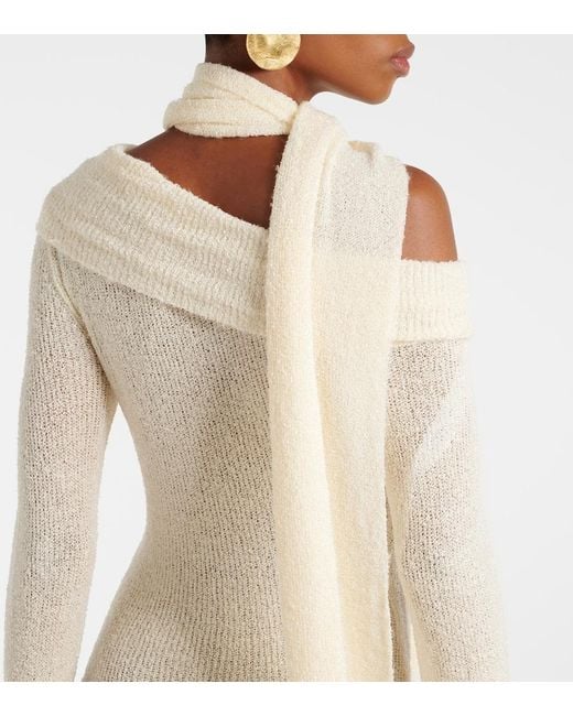 AYA MUSE White Viscose-Blend Turtleneck Maxi Dress