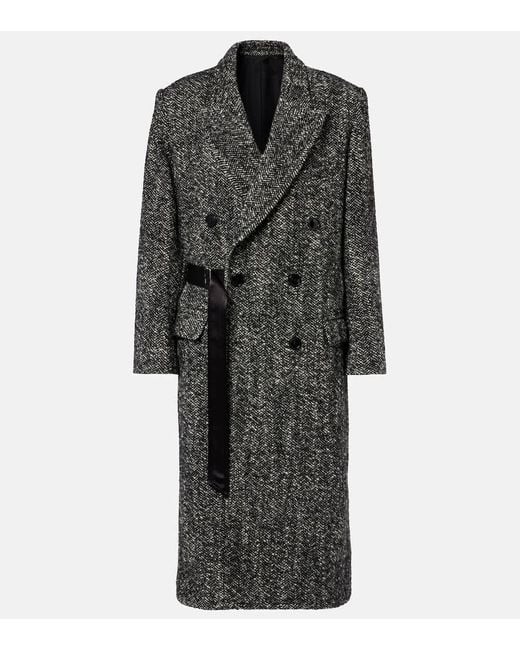 Isabel Marant Black Ebyane Chevron Wool-Blend Tweed Coat
