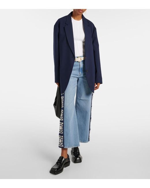 FRAME Blue Le Jane Crop Crochet Straight Jeans