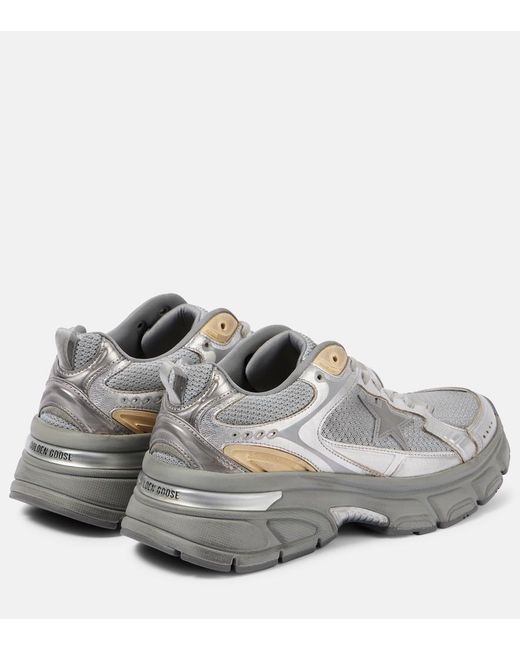 Golden Goose Deluxe Brand Gray Lightstar Metallic Leather And Mesh Sneakers