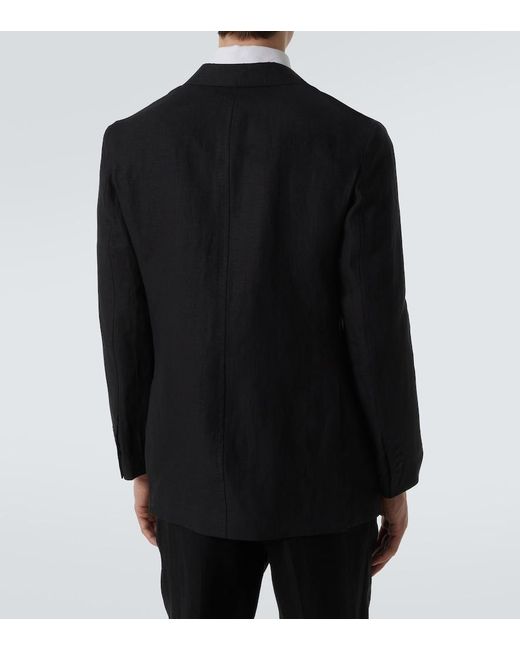 Rubinacci Black Linen Blazer for men