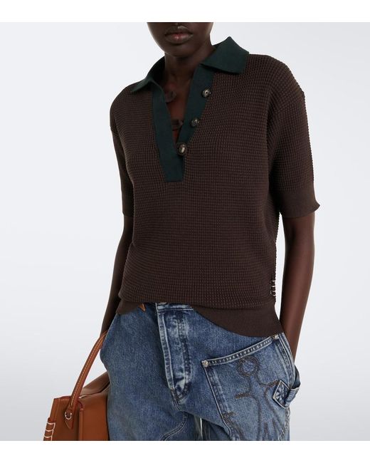 J.W. Anderson Black Waffle-Knit Cotton And Cashmere-Blend Polo Shirt