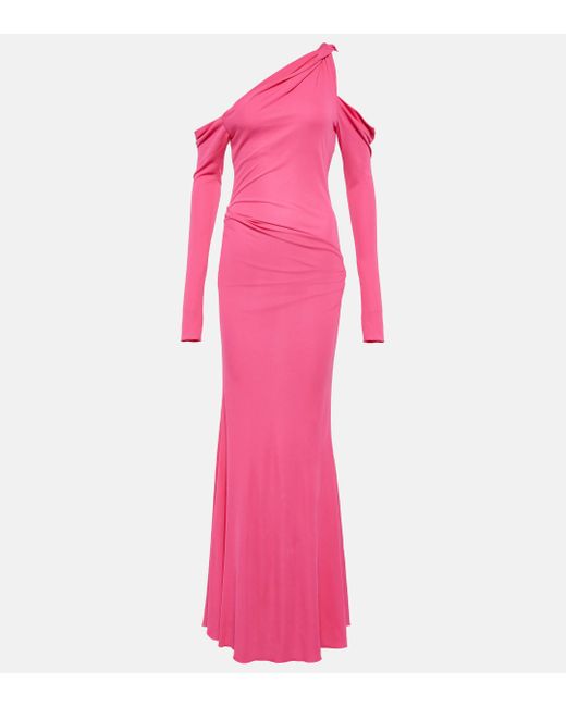 Blumarine Pink One-shoulder Cutout Maxi Dress