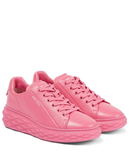 Jimmy Choo Diamond Light Maxi/f Leather Sneakers in Pink | Lyst UK