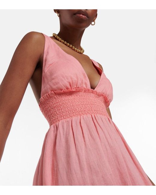 Heidi Klein Pink Rosa Polyantha Linen Maxi Dress