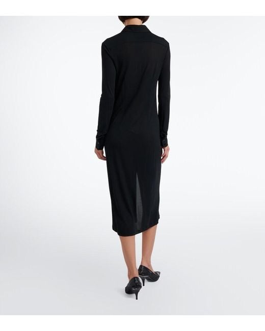 Gucci Black Semi-Sheer Crepe Jersey Shirt Dress