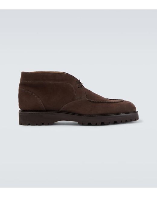 John Lobb Brown Suede Desert Boots for men