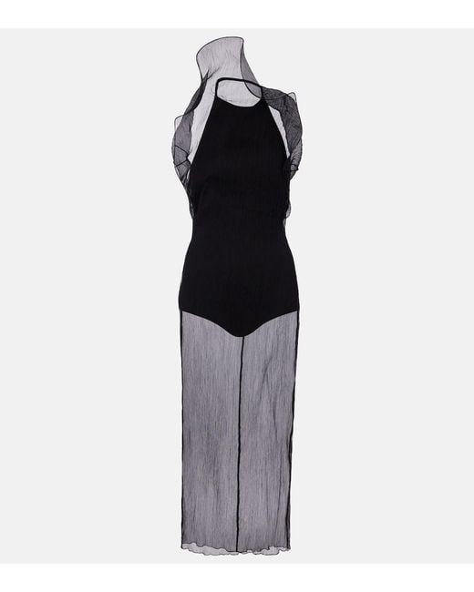 Magda Butrym Blue Sheer Silk Organza Midi Dress