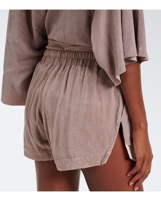 Rick Owens Pink Fog Velvet Shorts