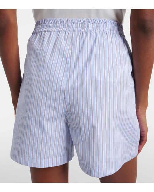 The Attico Blue Striped Cotton Shorts