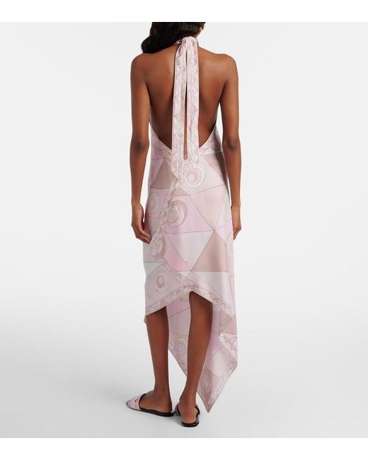Emilio Pucci Pink Occhi Silk Twill Maxi Dress