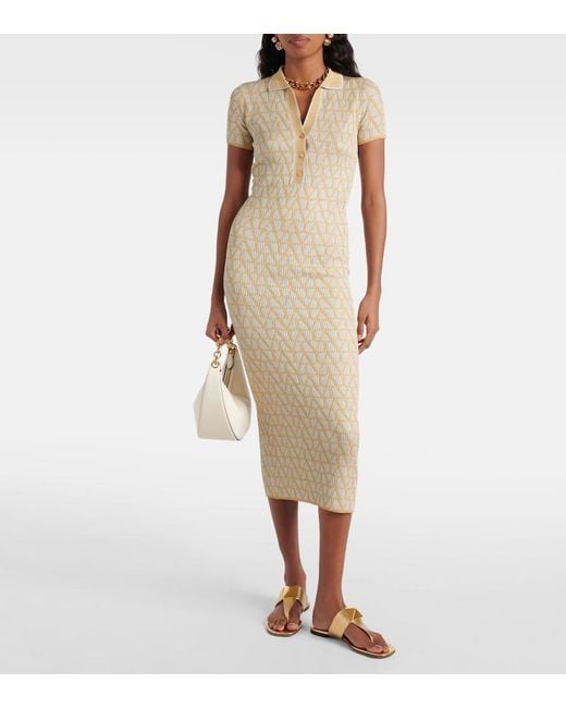 Valentino Natural Toile Iconographe Lame Jacquard Midi Dress