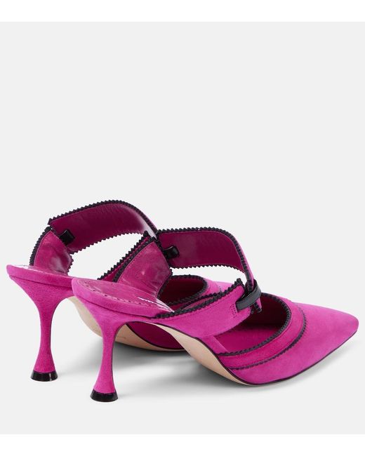 Manolo Blahnik Pink Brontiamusa 70 Suede Mules