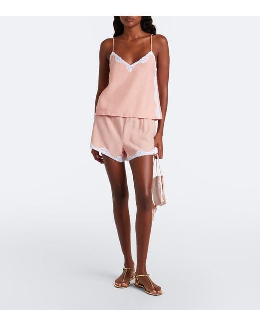 Posse Pink Tabitha Lace-Trimmed Top