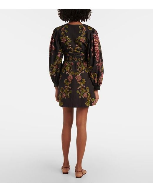Farm Rio Black Ravenala Floral Cotton Shirt Dress