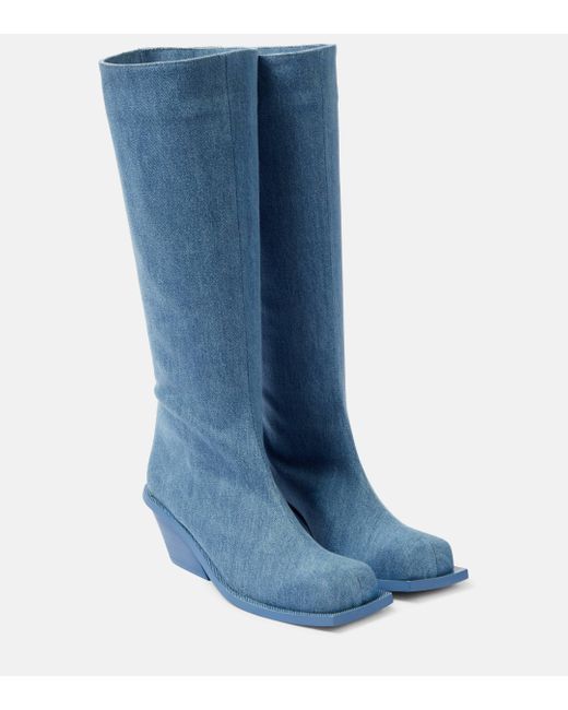 Gia Borghini Blue Blondine Denim Knee-high Boots