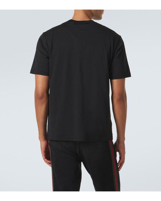 Gucci Black Web Stripe Cotton T-Shirt for men