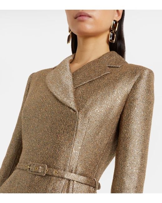Robe Midi Kalonice En Tweed A Sequins Emilia Wickstead en coloris Brown