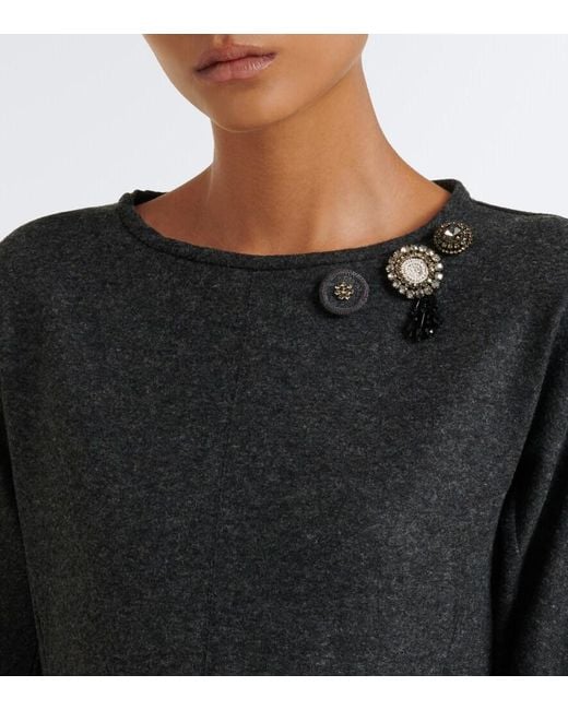 Max Mara Black Embellished Melange Maxi Dress