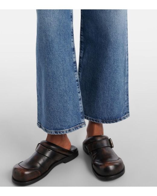 Agolde Blue Harper Crop Mid-Rise Wide-Leg Jeans