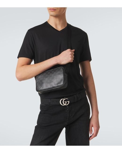 Gucci Black Essence Mini Gg Canvas Crossbody Bag for men