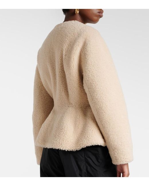Alaïa Natural Peplum Shearling Jacket