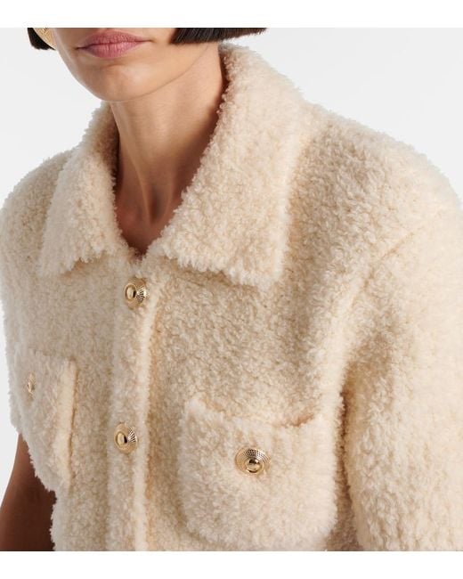 Self-Portrait Natural Embellished Wool-Blend Top