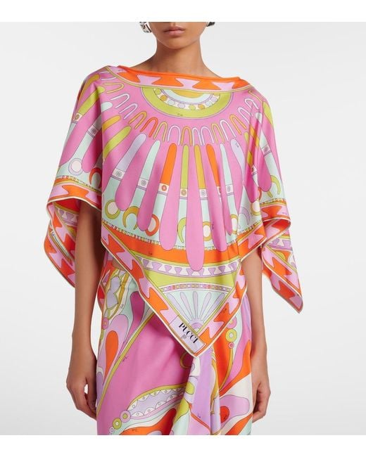Emilio Pucci Pink Soleil Silk Twill Top