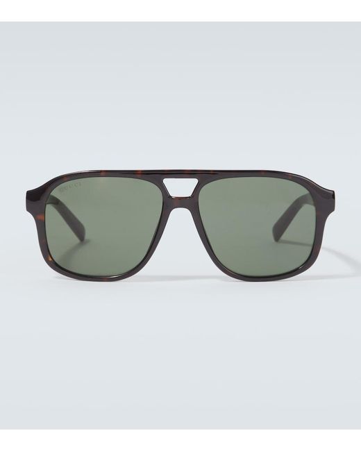 Gucci Brown Web Stripe Aviator Sunglasses for men