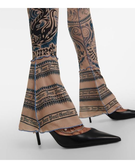 Leggings Sun Tattoo de malla estampados Jean Paul Gaultier de color Blue