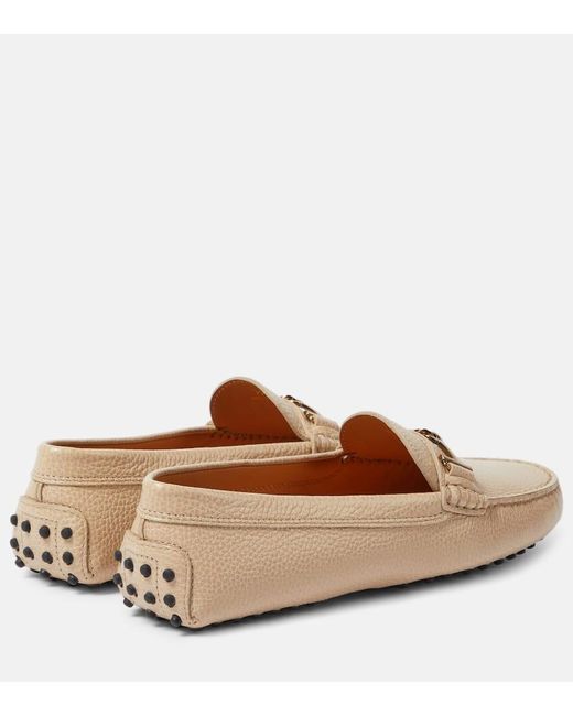 Tod's Natural Double T Leather Loafers