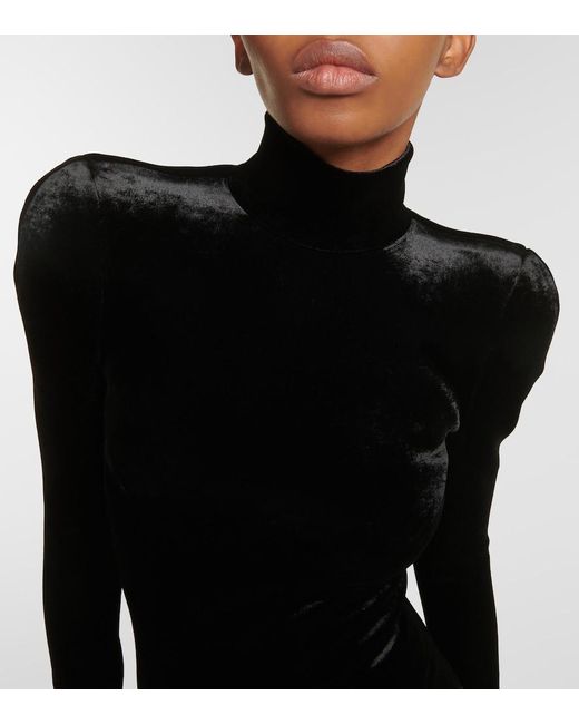 Balenciaga Velvet Turtleneck Top in Black Lyst