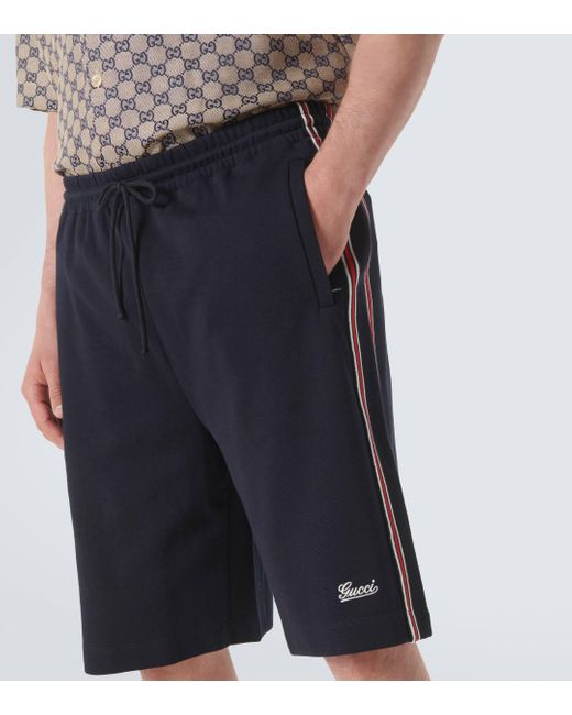 Gucci Blue Cotton Jersey Shorts for men