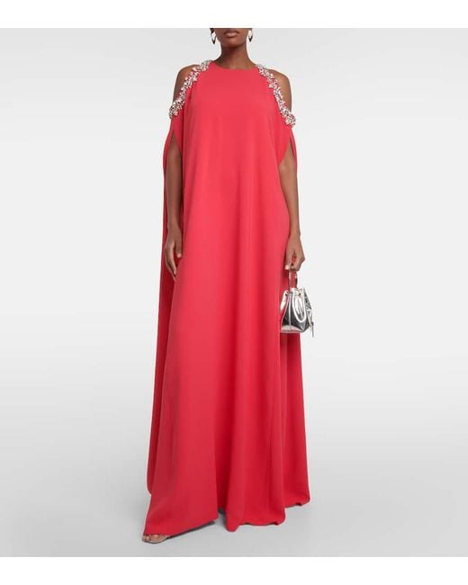 Robe Longue En Soie Melangee Oscar de la Renta en coloris Red