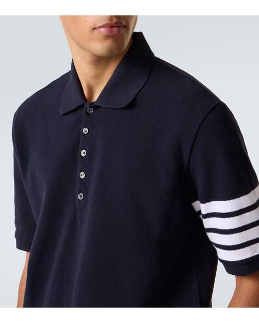 Thom Browne Polohemd 4-Bar Aus Baumwolle in Blue für Herren