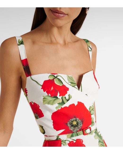 Oscar de la Renta Red Maxikleid Aus Popeline