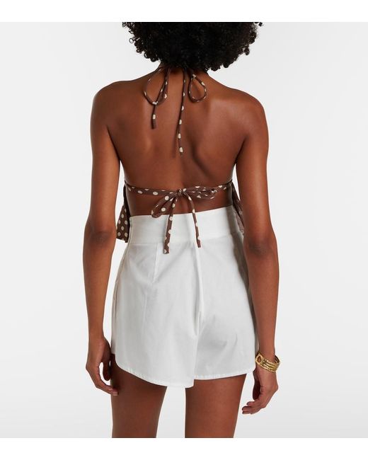 Montce Brown Emma Ruffled Polka-Dot Top