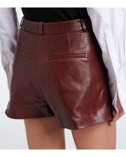 Arma Red High-Rise Leather Shorts