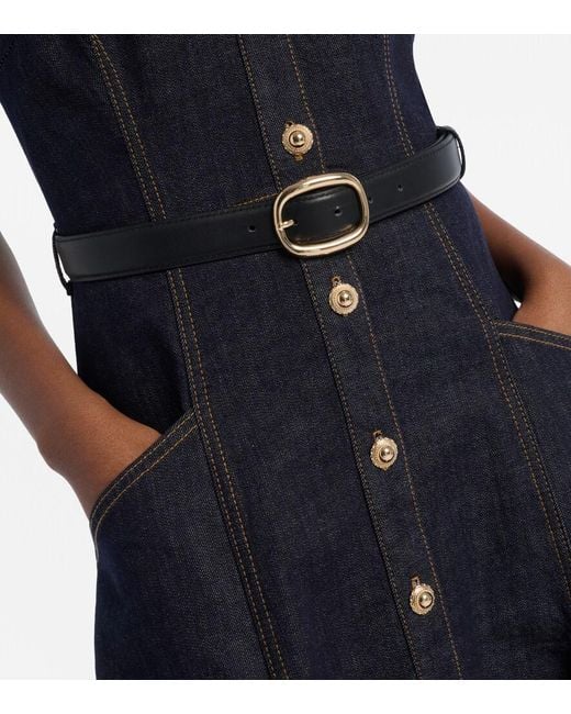 Self-Portrait Blue Halterneck Denim Midi Dress